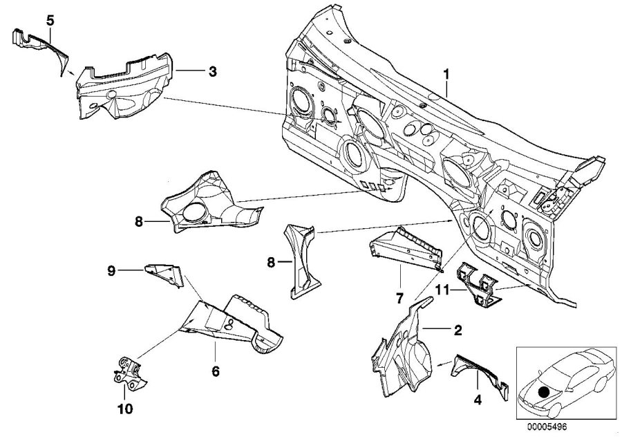 Diagram Splash wall parts for your BMW