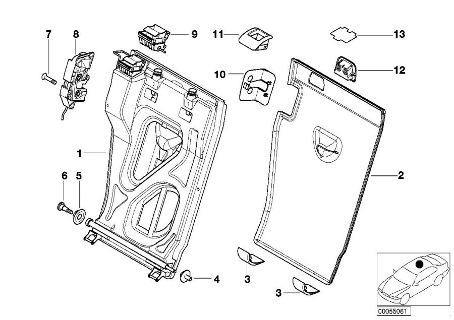 Diagram Seat, rear, seat frame, right for your 2006 BMW M6   