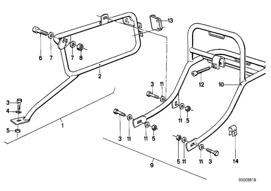 Diagram SET CASE HOLDER for your BMW R80  