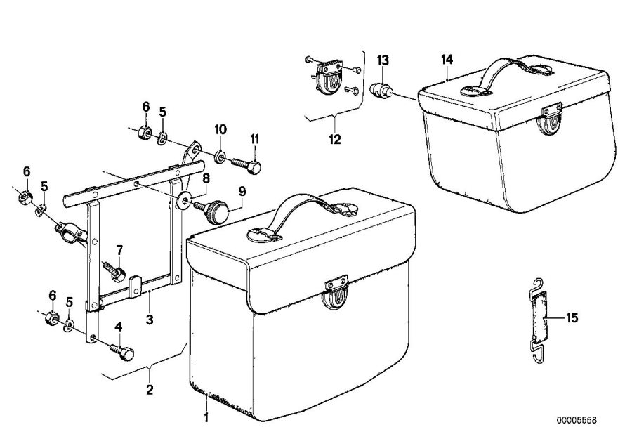 Diagram LEATHER SADDLE BAG for your BMW R60  