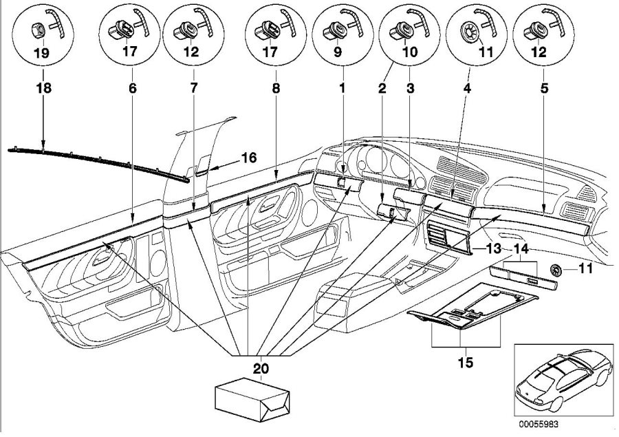 Diagram Fine wood trim, nutwood with inlay for your 2016 BMW M6   