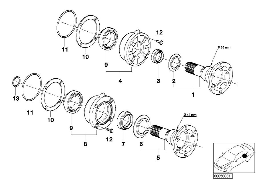 Diagram Drive flange SUSPENSION/GASKET for your 2006 BMW M6   