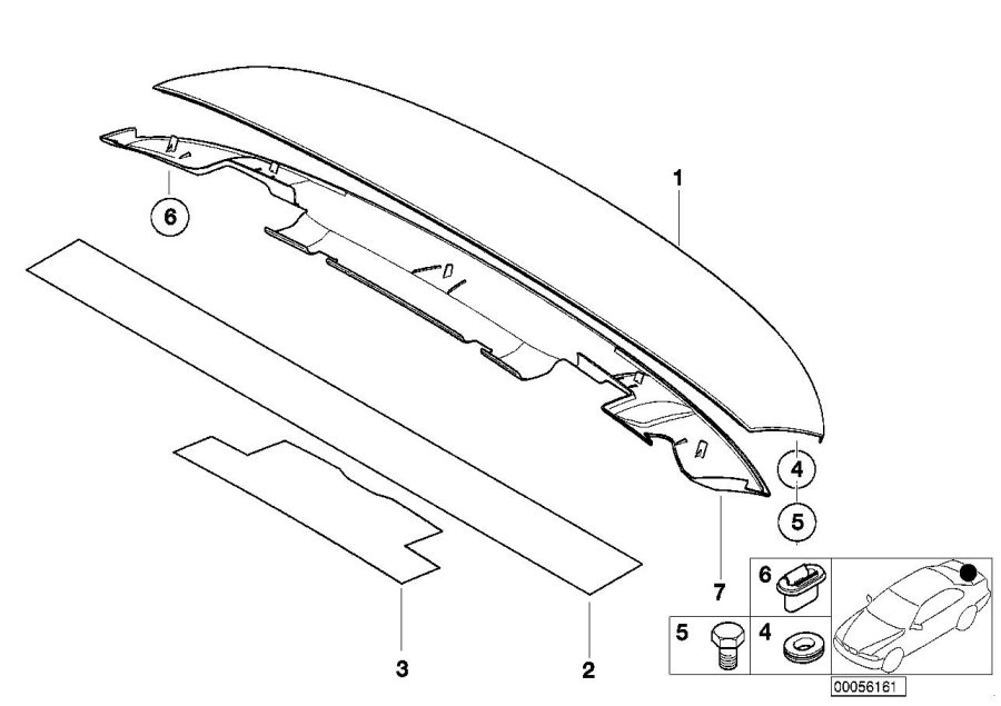 Diagram Rear spoiler for your 1988 BMW M6   