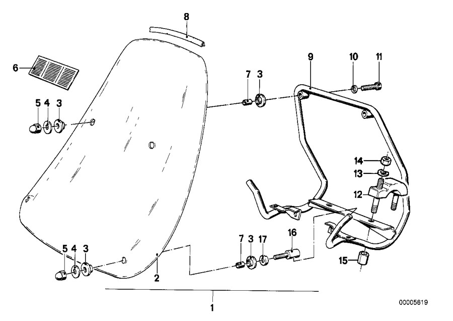 Diagram Windshield for your BMW R80  