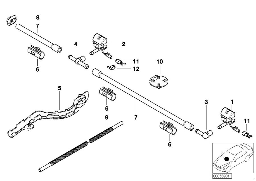 Diagram Single parts for windshield cleaning for your BMW M3  