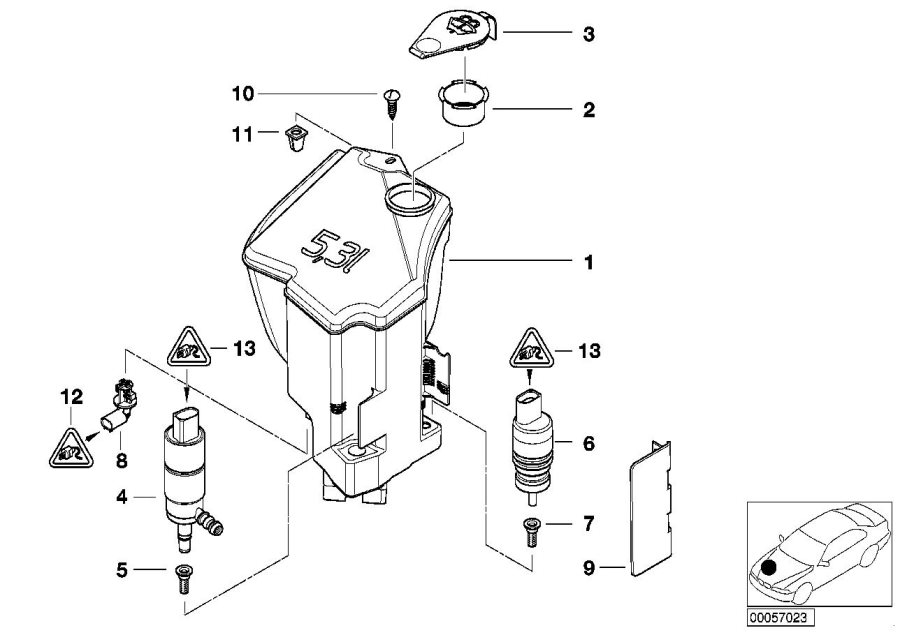 Diagram Head lamp cleaning device container for your BMW
