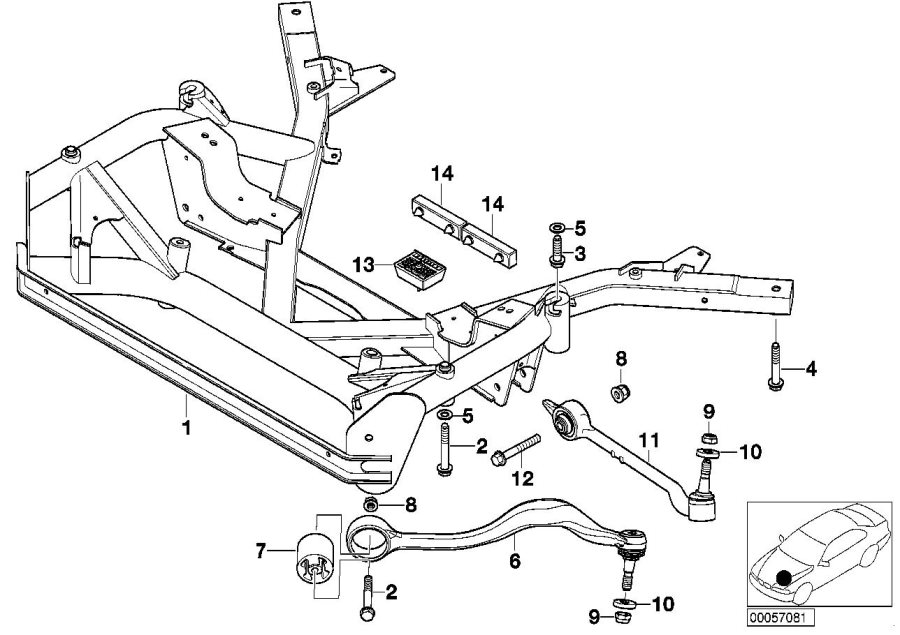 Diagram Frnt axle support,wishbone/tension strut for your 2014 BMW 535d   