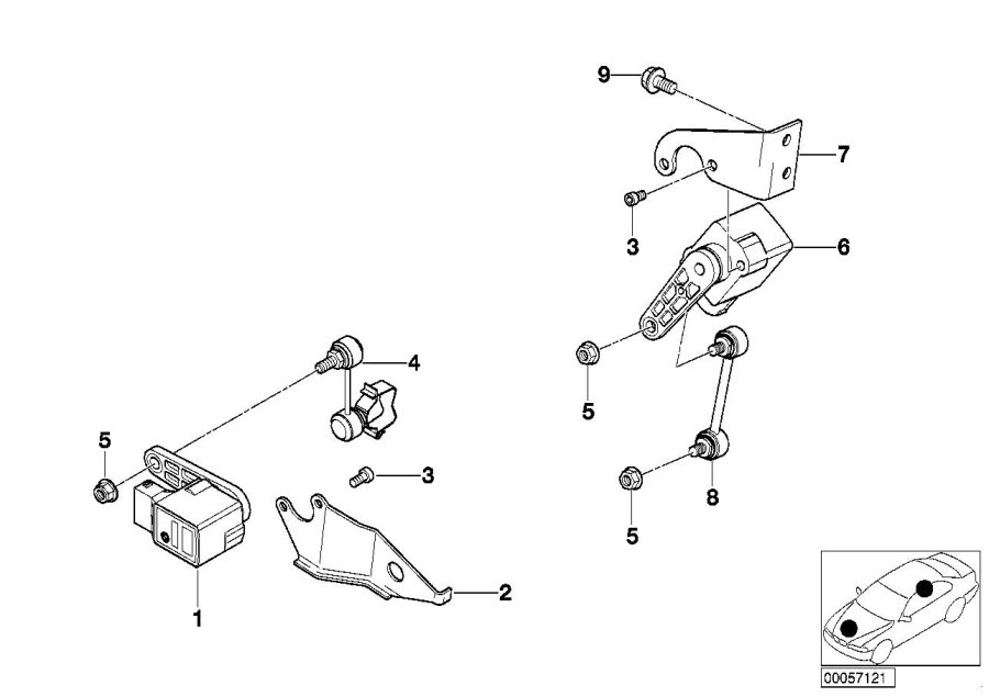 Diagram Headlight vertical aim control sensor for your 2015 BMW M6   