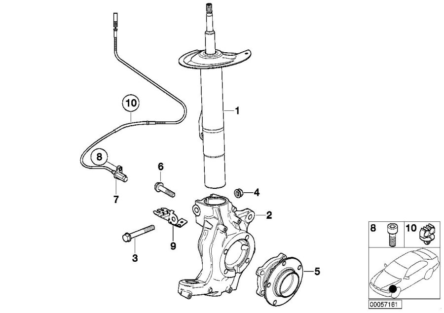 Le diagramme Jambe suspension av./Palier pivot/Roue pour votre BMW