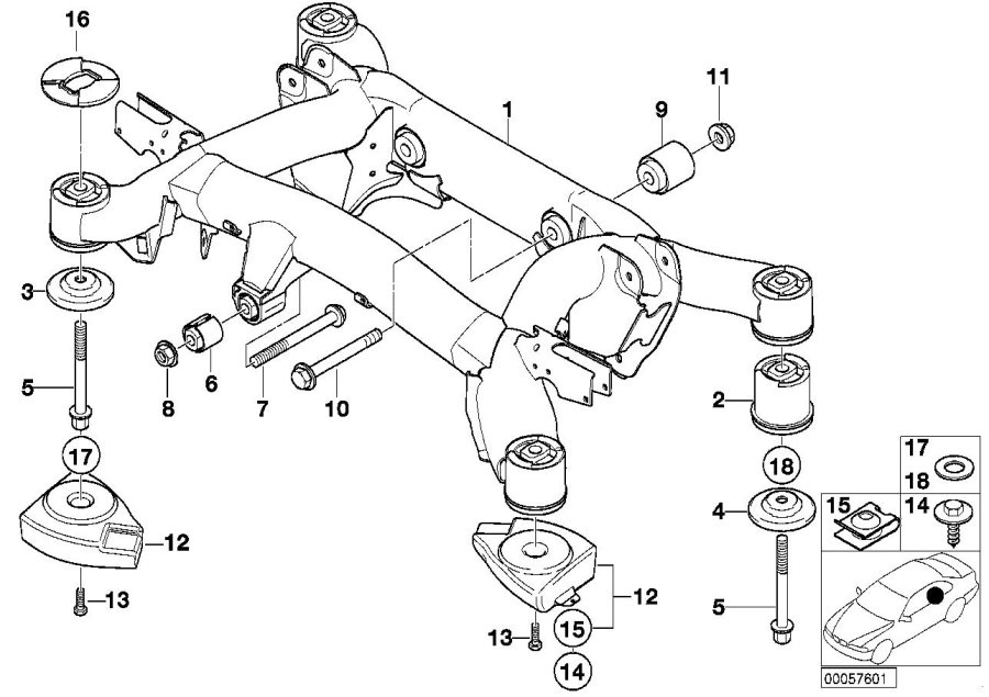 Diagram Rear axle carrier for your 2014 BMW M6   