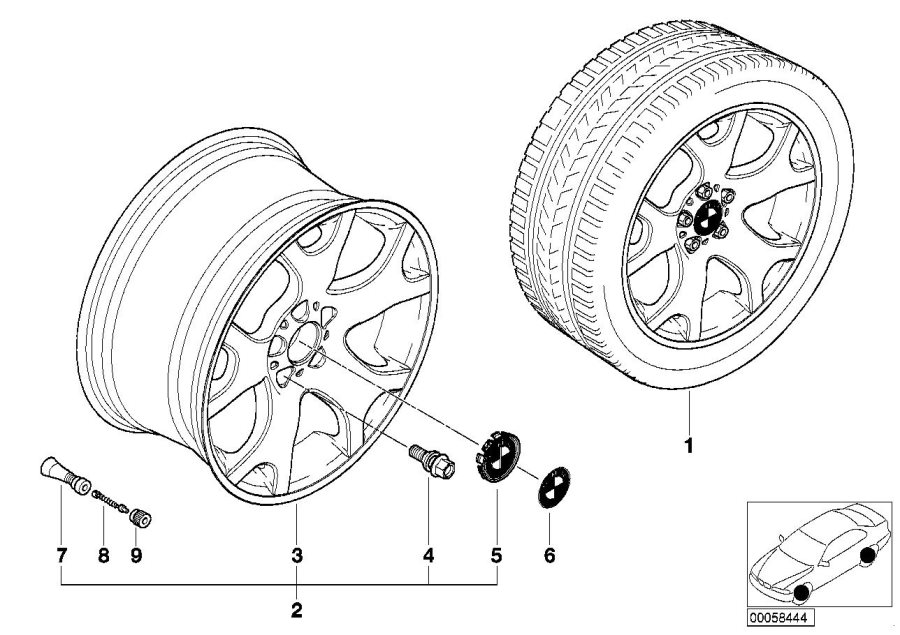 Diagram BMW la wheel, V spoke 63 for your BMW