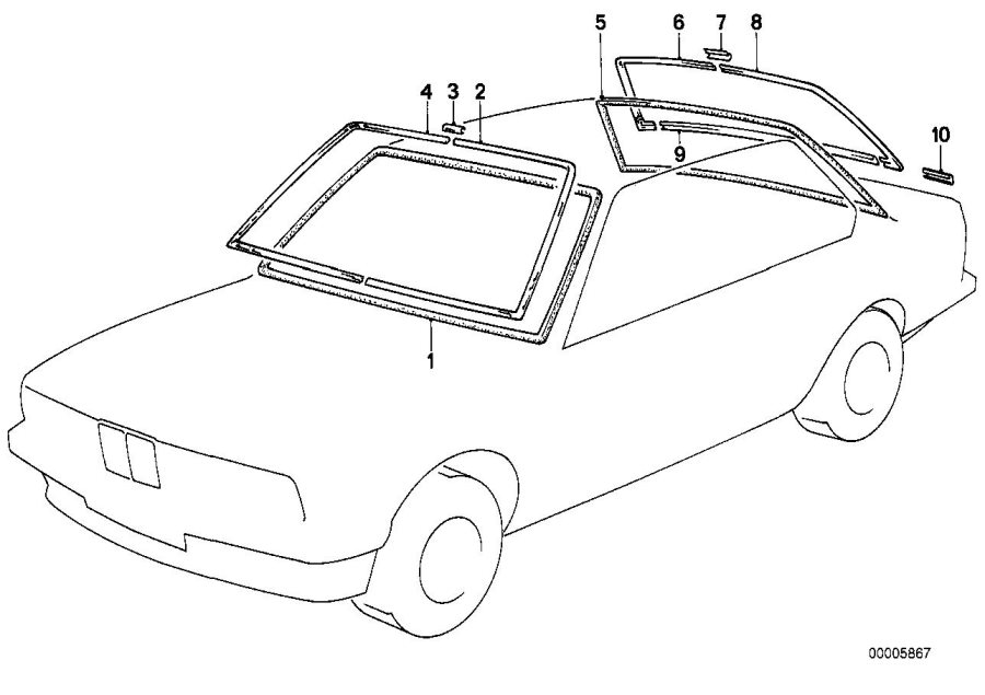 Diagram Window mounting parts for your 2016 BMW 535i   