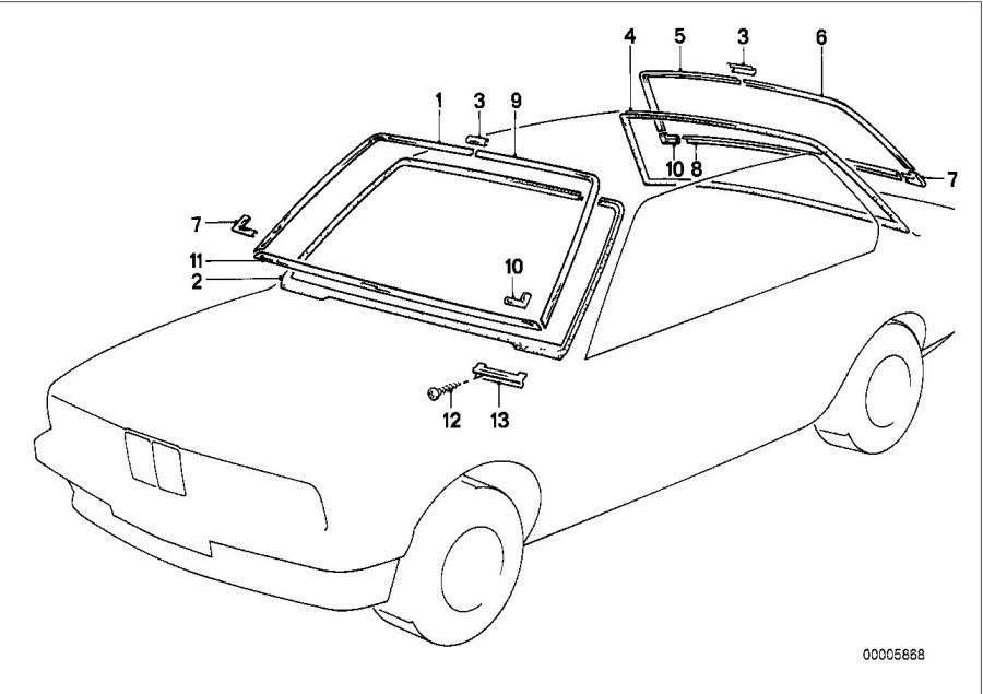 Diagram Window mounting parts for your 2023 BMW X3  30eX 