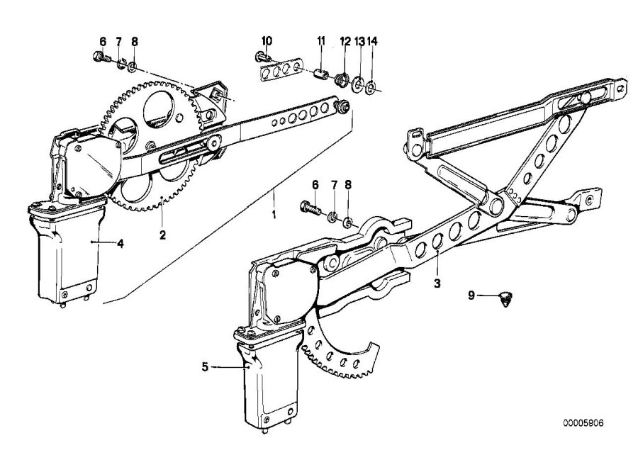 Diagram DOOR WINDOW LIFTING MECHANISM FRONT for your BMW