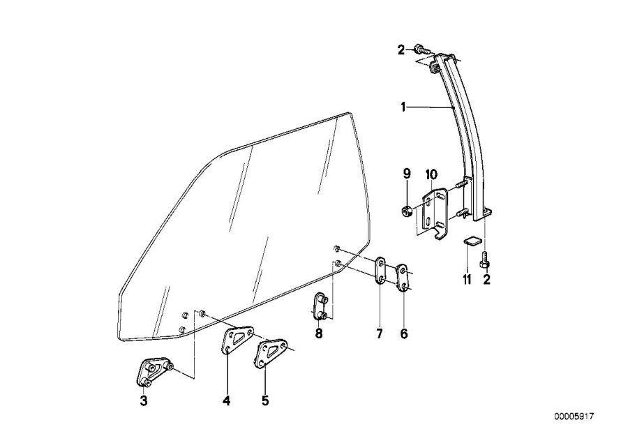 Diagram Front window guide for your BMW