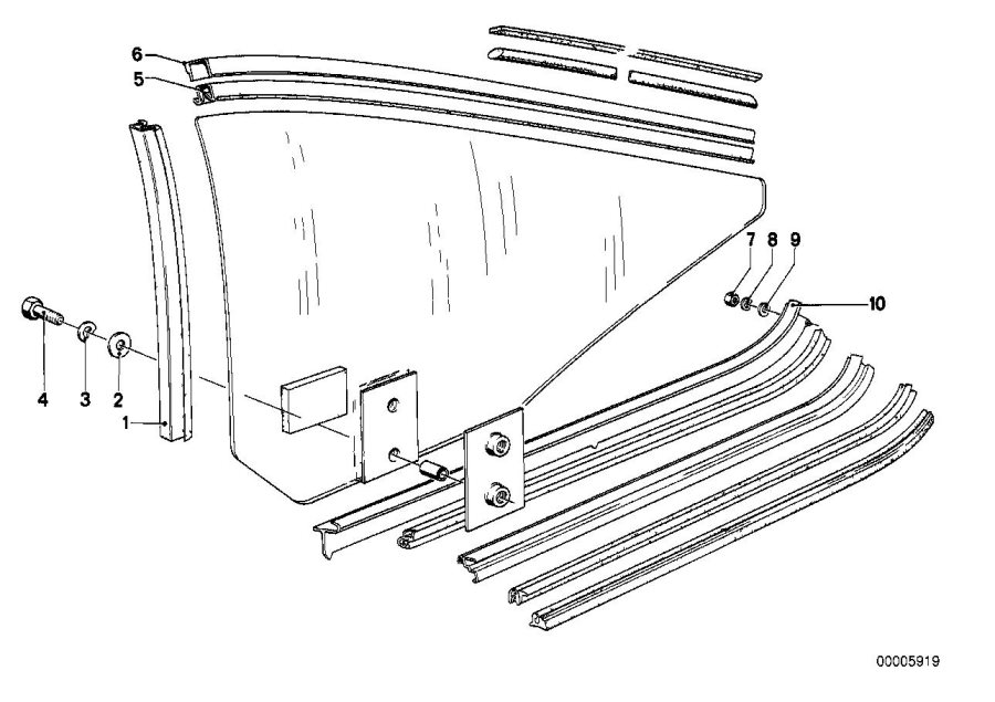 Diagram Window guide, rear for your BMW