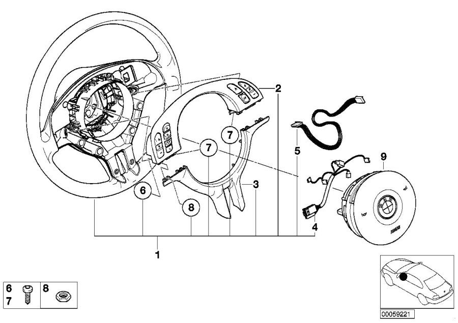 Diagram Sport st.whl.airbag-smart MF/decor.cover for your 2023 BMW X3  30eX 