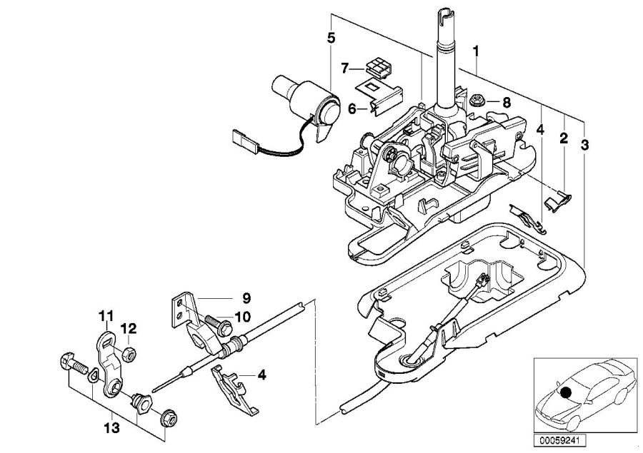 Diagram AUTOM.TRANSMISS.STEPTRONIC SHIFT PARTS for your 1995 BMW 320i   