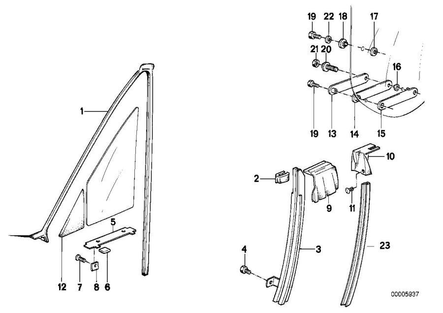 Diagram Front window guide for your BMW