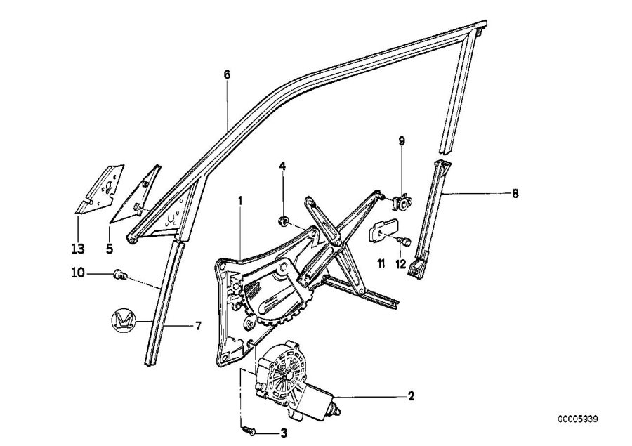 Diagram Door window lifting mechanism front for your 2014 BMW 528i   