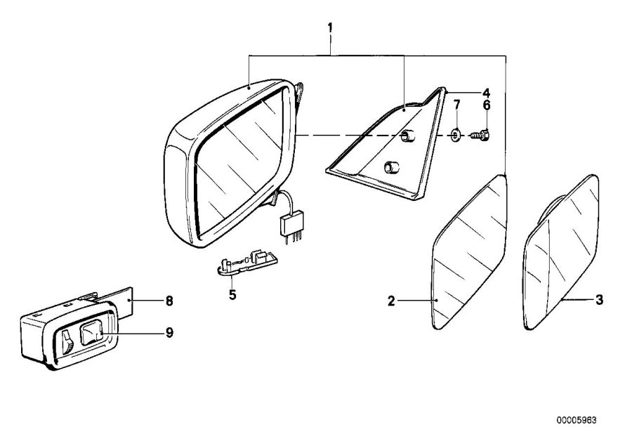 Diagram Outside mirror for your 1998 BMW 328i Convertible Manual 