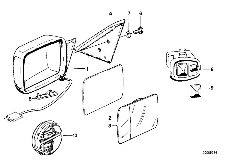 Diagram Outside mirror for your 1998 BMW 328i Convertible Manual 