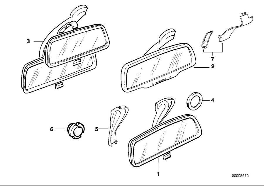Diagram Interior rear-view mirror for your 1990 BMW 535i   