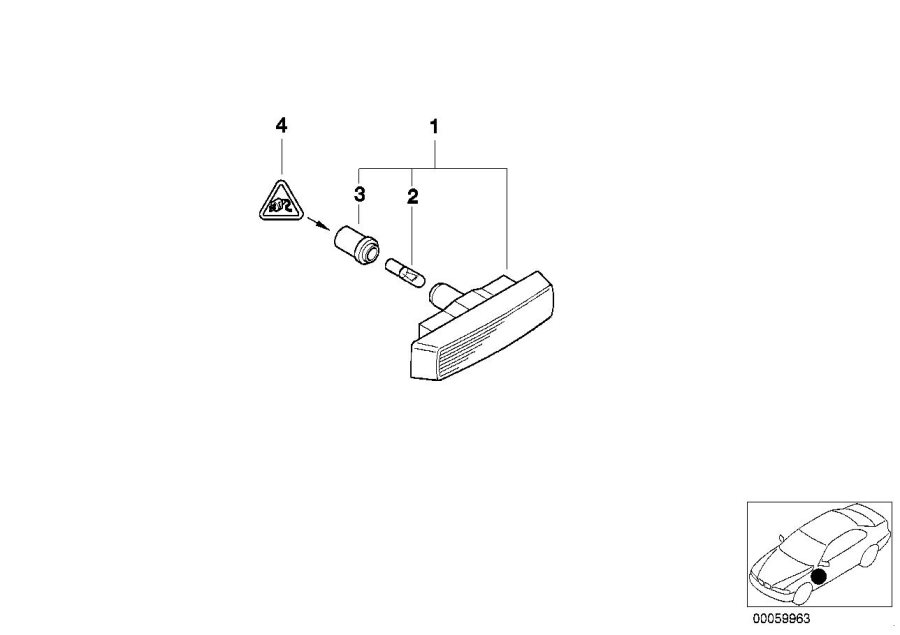 Diagram Additional turn indicator lamp for your 2001 BMW 530i Automatic Sedan 