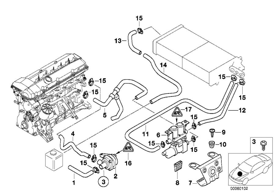 Diagram Hoses f pump and valve/autom.air cond. for your 2003 BMW 530i   