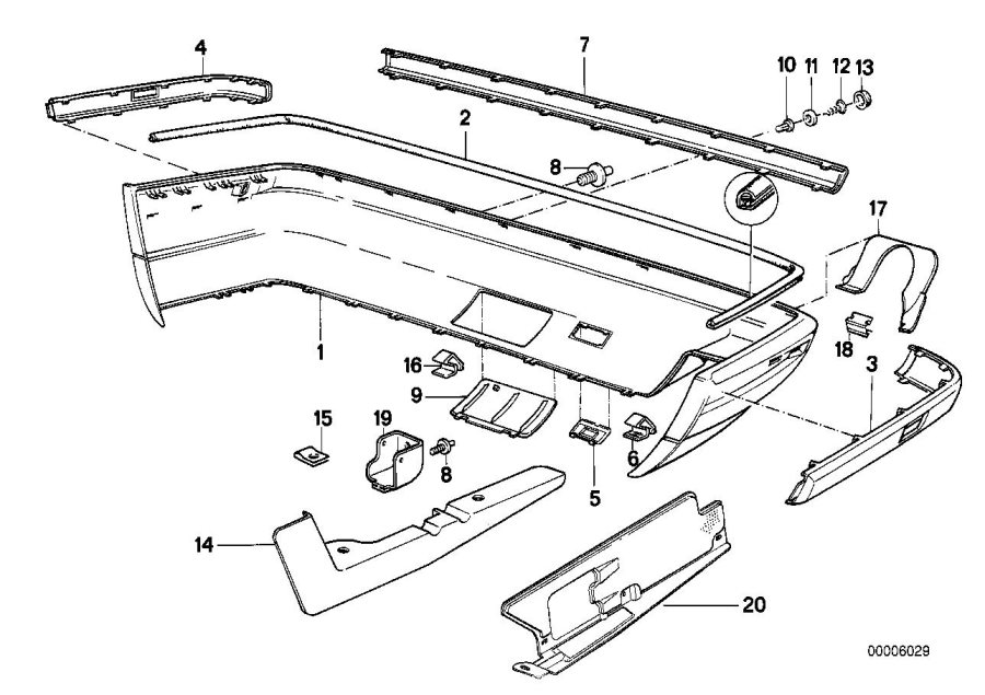 Diagram Bumper trim panel, rear for your 2018 BMW 650iX   