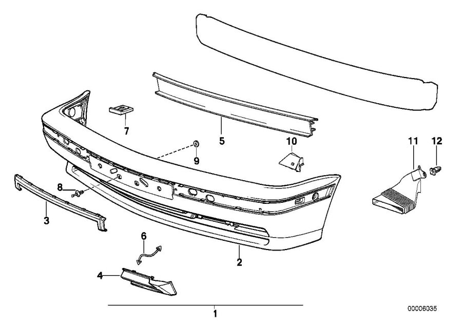 Diagram Front bumper trim, M technic for your BMW