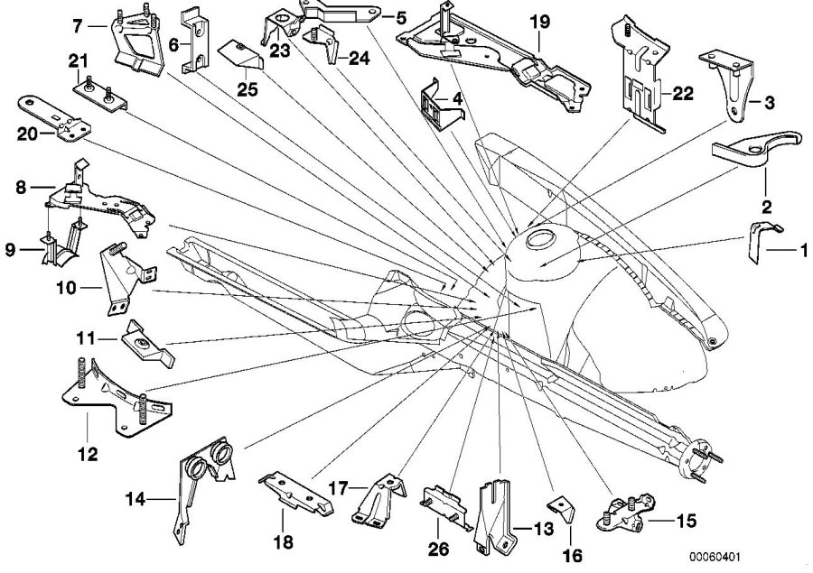 Diagram Front body bracket left for your BMW