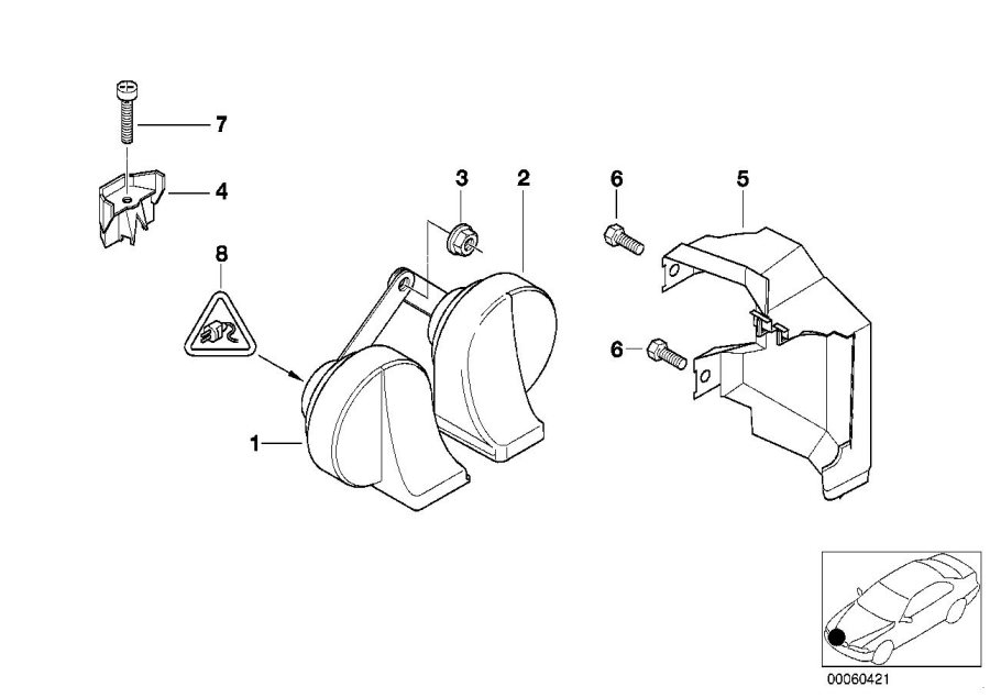 Diagram Horn for your 2003 BMW 325xi   