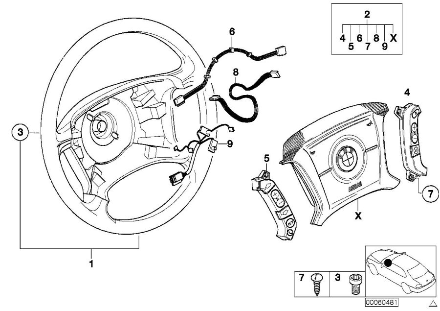 Diagram Steering wheel Airbag-smart multifunct. for your 2023 BMW X3  30eX 