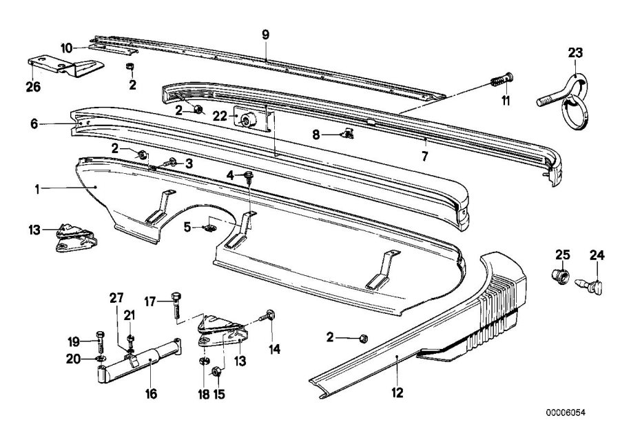 Diagram Bumper rear for your 1985 BMW 635CSi   