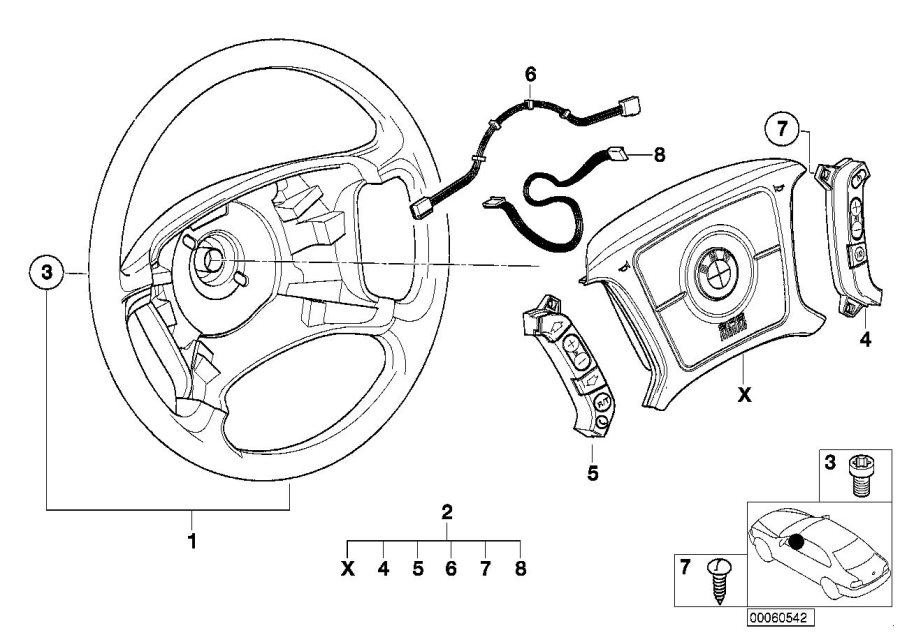 Diagram Steering wheel airbag multifunctional for your BMW