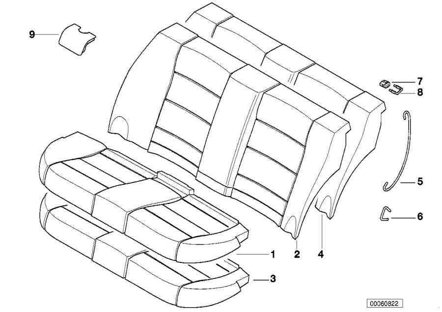 Diagram Seat rear, upholstery & cover base seat for your 2006 BMW M6   