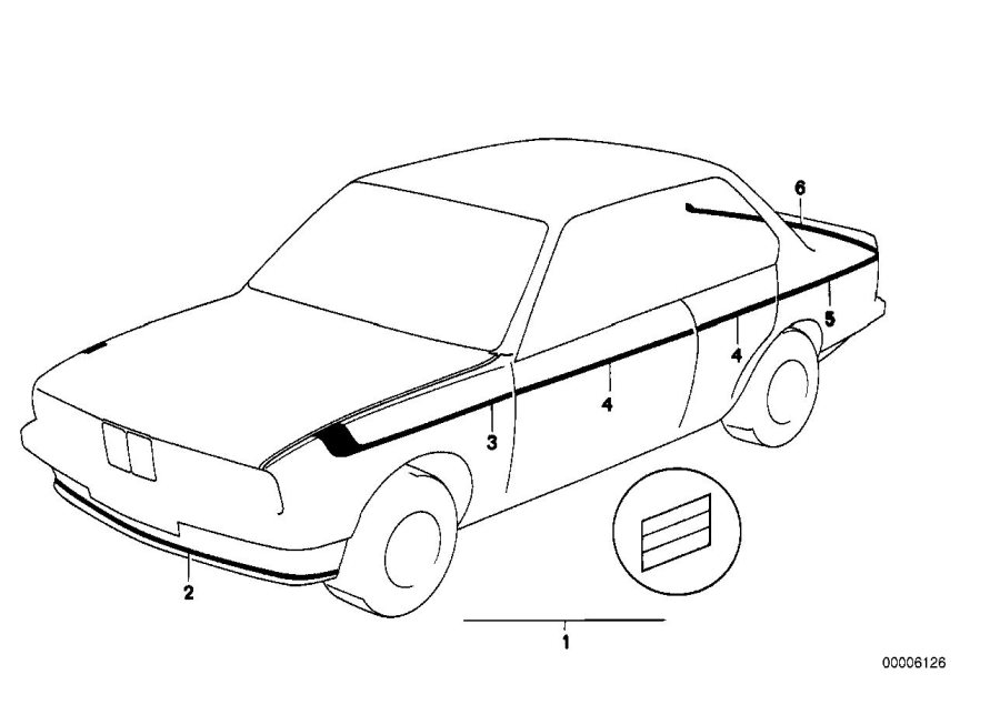 Diagram Decorating stripes M technik for your 1988 BMW M6   