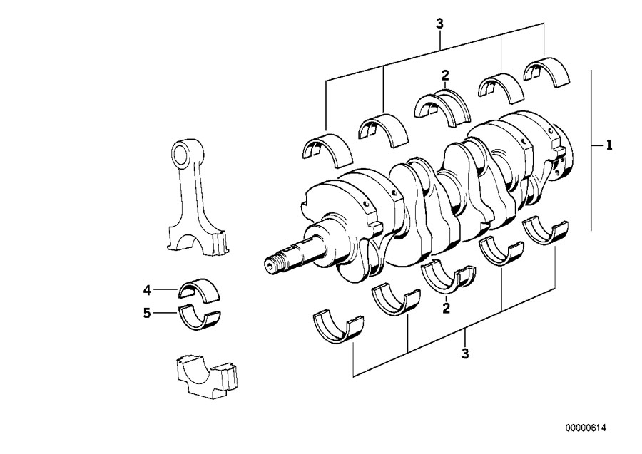 Diagram Crankshaft With Bearing Shells for your BMW