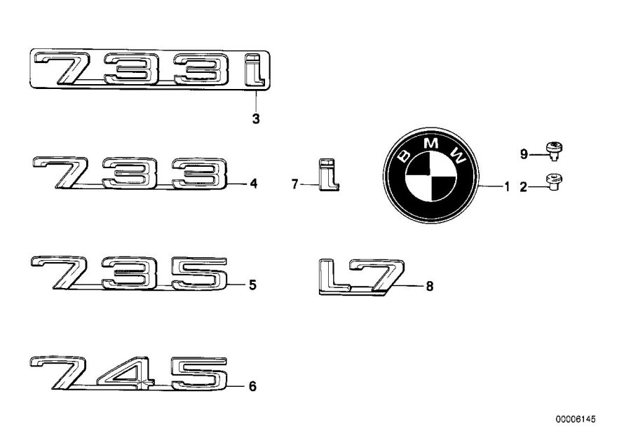 Le diagramme Emblèmes / plaques pour votre BMW