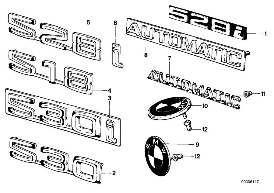 Diagram Emblems / letterings for your BMW