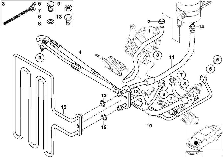 Diagram Hydro steering-oil pipes for your 2013 BMW
