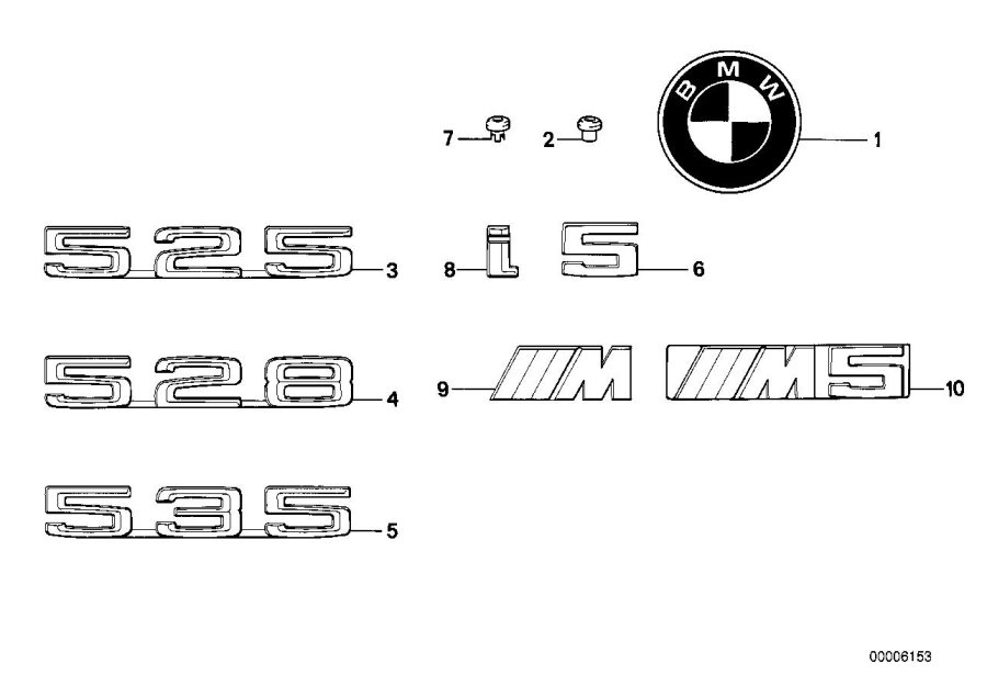 Diagram Emblems / letterings for your 2014 BMW M6   