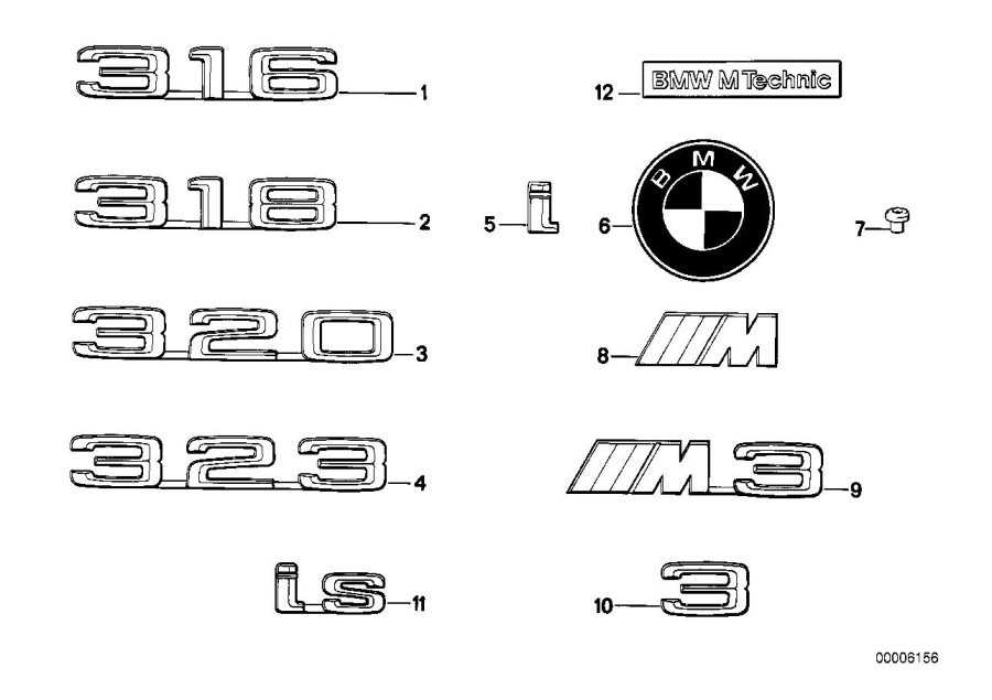 Le diagramme Emblèmes / plaques pour votre BMW
