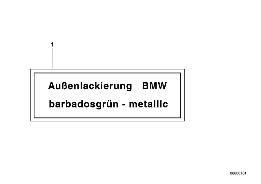 Le diagramme PLAQUE PEINTURE EXTERIEURE METALLIQUE pour votre BMW