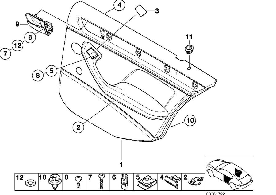 Diagram Door trim panel, rear, side airbag for your BMW