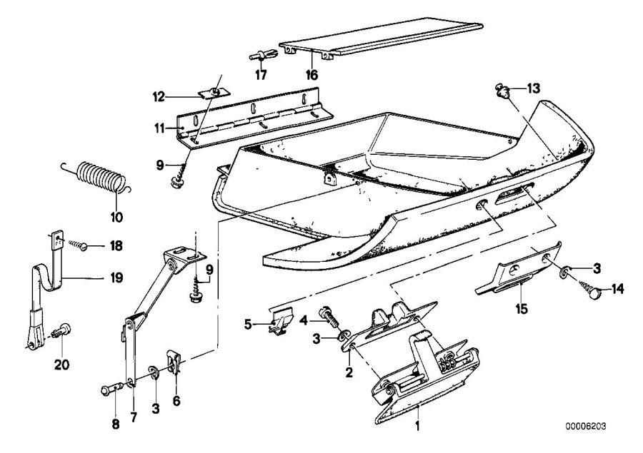 Diagram Glove box mounting parts for your 2008 BMW M6   