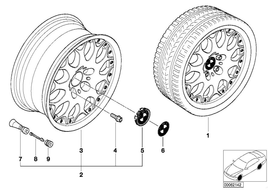 Diagram BMW Composite wheel, y-spoke 80 for your 2001 BMW 540iP   