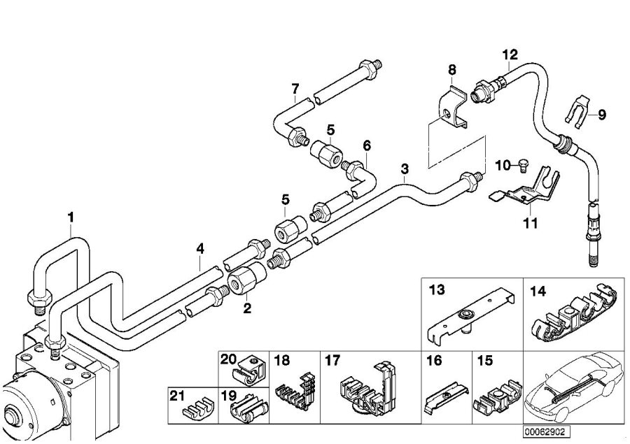 Diagram Brake pipe, rear, 4-WHEEL for your BMW