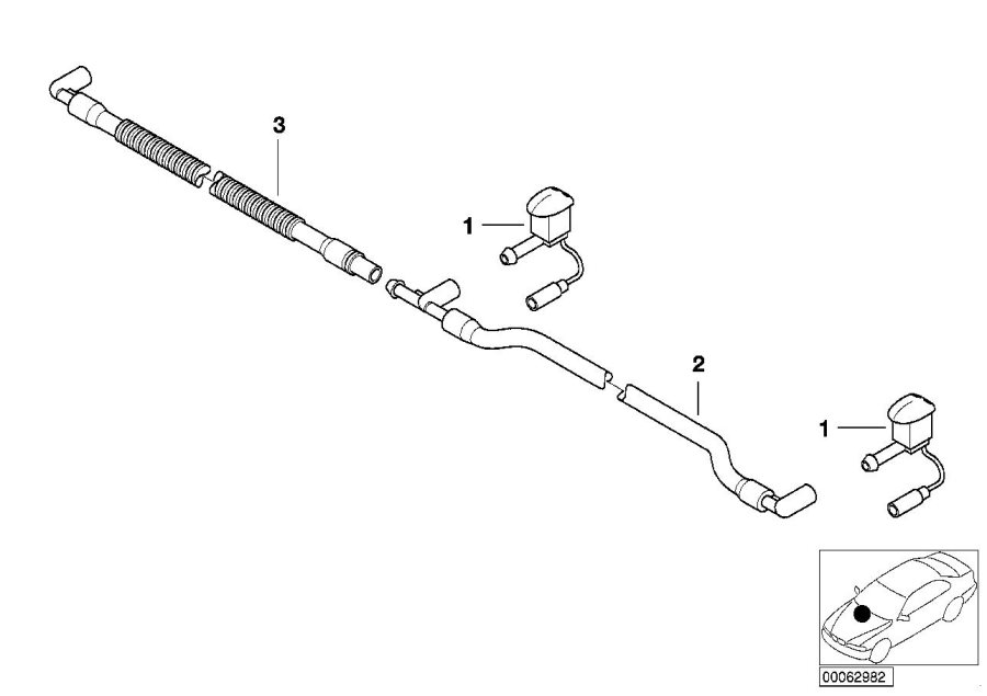 Diagram Single parts for windshield cleaning for your BMW